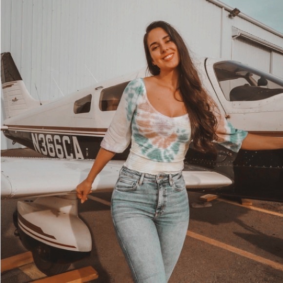 Chaser Smocked Tie Dye Double V Puff Sleeve Top Revolve Small - Picture 2 of 4